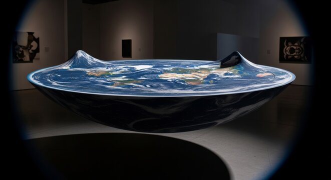 Surreal Flat Earth Artwork in Gallery Installation
