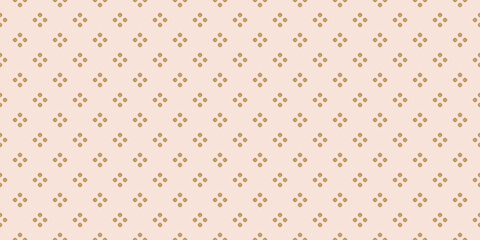 Obraz premium Luxury golden minimalist seamless pattern. Simple vector polka dot geometric texture. Abstract minimal background with circles, dots, floral silhouettes. Luxury pink and gold pattern. Repeated design