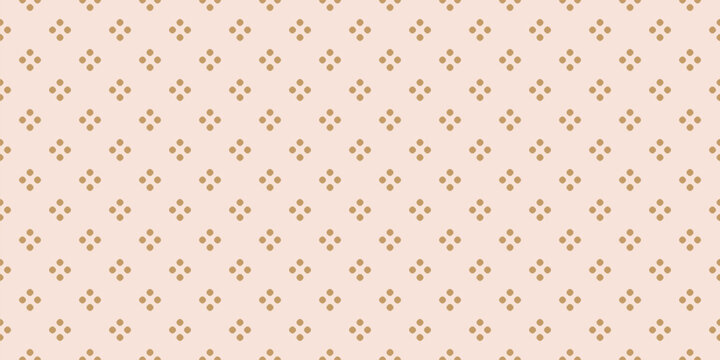 Luxury golden minimalist seamless pattern. Simple vector polka dot geometric texture. Abstract minimal background with circles, dots, floral silhouettes. Luxury pink and gold pattern. Repeated design
