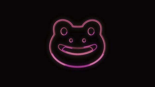  Frog Icon Neon Seamless Loop 4K with Black Background Animated Promotional Typography for Video Editing