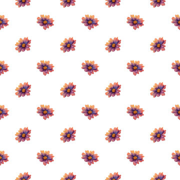 Seamless floral pattern in watercolor style with purple wildflowers.