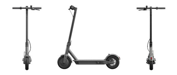 Black electric kick scooter PNG mobility cutout © IconicX