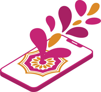 Mobile heritage scan colourful cultural app icon vector.