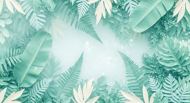 Green fern leaf pattern seamless texture background