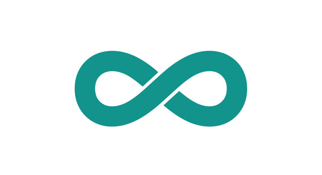 Teal infinity symbol on white.