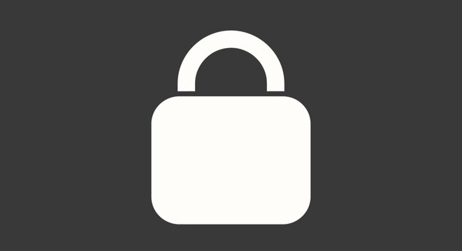 White Lock Icon on Dark Background.