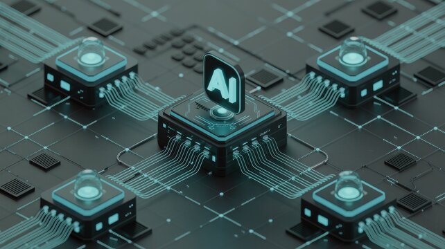 Artificial intelligence core system connected network futuristic computing conce