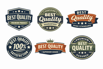Fototapeta premium Best quality product badges set. Certified premium labels, guaranteed superior grade, and 100% customer satisfaction seals