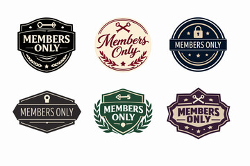 Fototapeta premium Members only badges and labels signifying exclusive access or premium content for a specific community or service