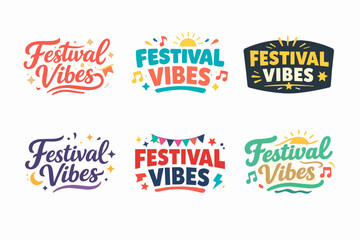Obraz premium Festival vibes collection for summer events, music festivals, party celebrations, and creative design typography