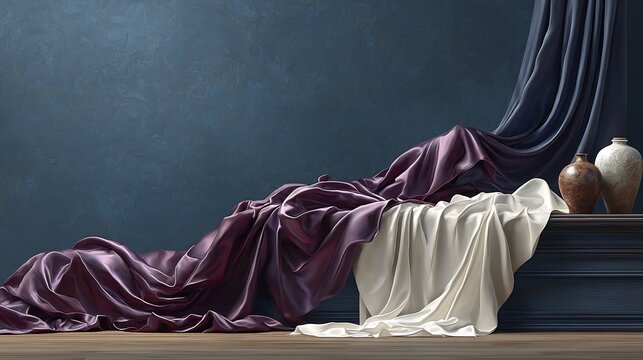 Elegant Purple Silk Fabric Drape with Iridescent Slubs