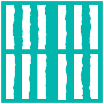 Vertical Torn Paper Strips Set with Jagged Ripped Edges in Teal and White Vector