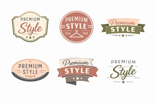 Premium style logos and labels creating retro emblems for vintage clothing and fashion branding design