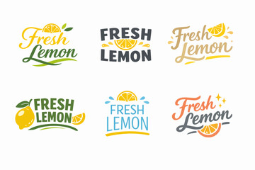 Obraz premium Fresh lemon logo collection offering various design options for juice, drink, and organic product branding