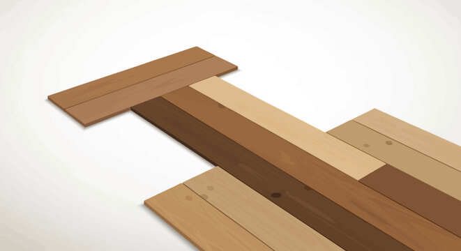 Isometric Wood Plank Samples Set with Various Textures and Colors for Interior Design and Construction Projects