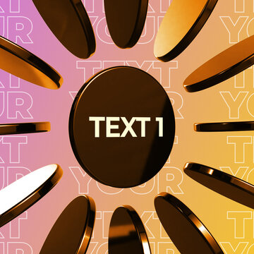 Square Golden Rotating Circles Text Title for Premium Ads