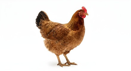 Fototapeta premium village free-range red colour country chicken isolated om white background