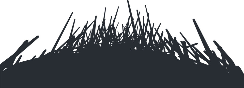 Abstract black silhouette of jagged spikes and sharp lines isolated design