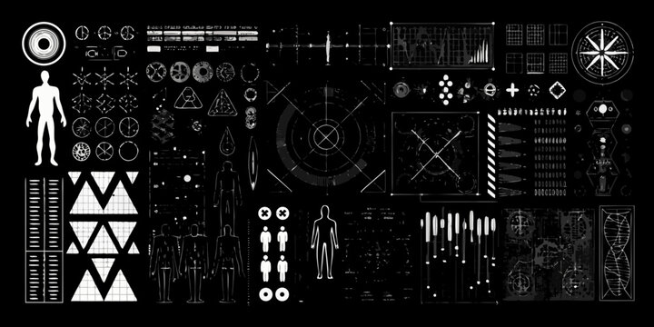 futuristic hud elements collection on black background
