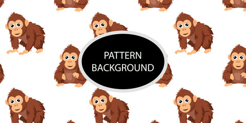 Happy monkey background with jungle monkeys in action poses. cute monkey pattern © Griyolabs
