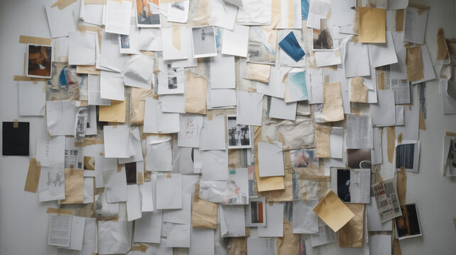 A Deeply Authentic Background Of A Heavily Cluttered, Completely Chaotic, Deeply Inspiring Artist's Studio Wall. The...