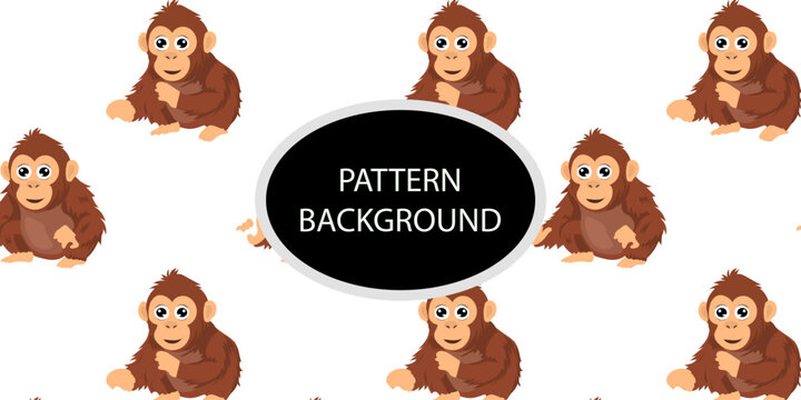 Happy monkey background with jungle monkeys in action poses. cute monkey pattern
