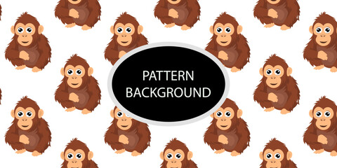 Happy monkey background with jungle monkeys in action poses. cute monkey pattern © Griyolabs
