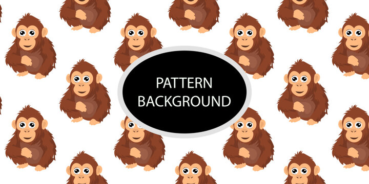 Happy monkey background with jungle monkeys in action poses. cute monkey pattern
