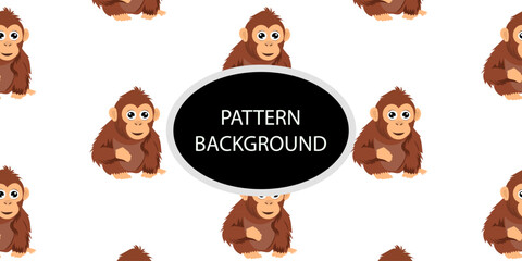 Happy monkey background with jungle monkeys in action poses. cute monkey pattern © Griyolabs