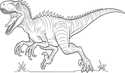 dinosaur line drawing with spines and sharp teeth © TanvinHasan