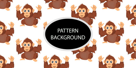 Happy monkey background with jungle monkeys in action poses. cute monkey pattern © Griyolabs