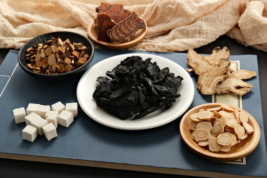 Chinese herbal medicines such as Rehmannia glutinosa, Angelica sinensis, Panax ginseng, Cinnamomum cassia, Poria cocos, and Caulis cocos