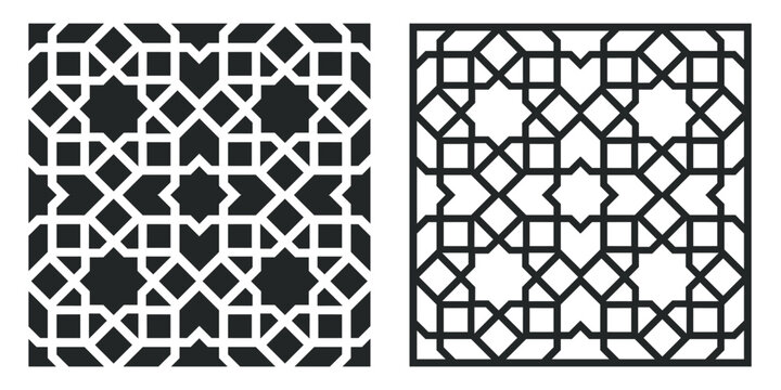 Islamic Geometric Pattern Seamless Vector Set Moroccan Zellige Ornament