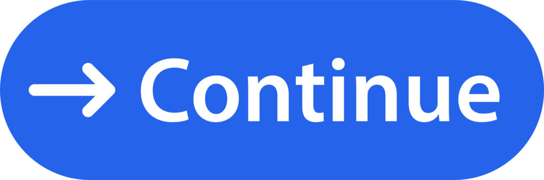 blue continue arrow button icon isolated on transparent background