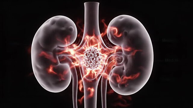 Detailed 3D CGI Visualization of Human Kidney Anatomy Highlighting Renal Structures and Functions in Medical Context