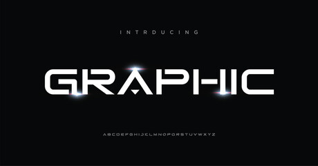 Fototapeta premium Sport, Graphic Alphabet Font. Modern urban style fonts for technology, digital, movie logo design. vector illustration 