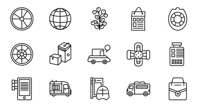 Set of Icons Representing Various Industries and Services.