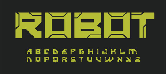 Modern robotic alphabet. Futuristic Geometric font for modern innovation design, futuristic logo, headline, monogram, creative lettering and typography in game or cinema. Vector Font © Popular