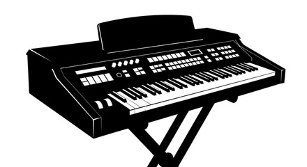 electric piano silhouette on white background high quality © Kobita