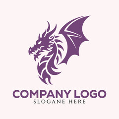 Fototapeta premium Black Dragon Logo Design with Sleek Stylized Silhouette and Fierce Expression