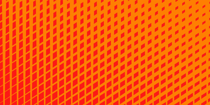 Vibrant orange and red halftone pattern fills the entire view