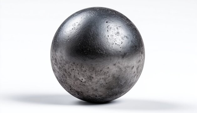 White Background With A Shiny Iron Metal Ball. A Simple Yet Striking Image That Showcases The Beauty Of A Metallic Sphere.
