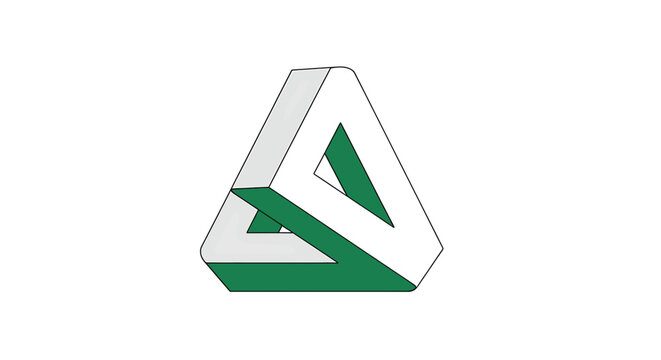 Impossible triangle penrose triangle optical illusion vector illustration