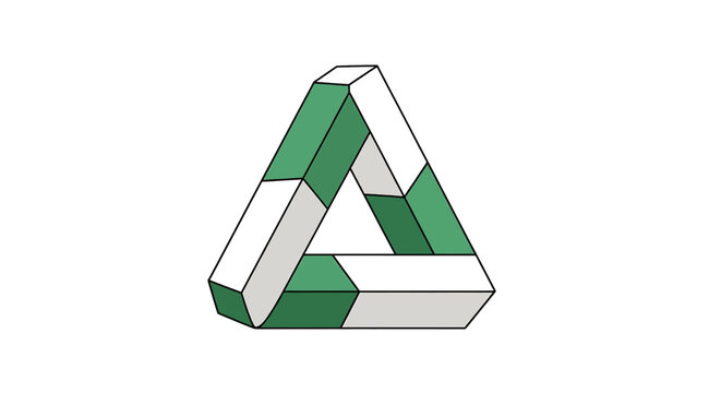 Impossible triangle penrose triangle optical illusion vector illustration