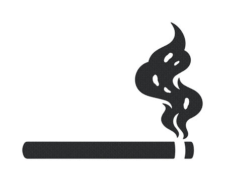 Cigarrillo encendido con humo, icono de cigarro negro, ilustraci&oacute;n vectorial de tabaco, s&iacute;mbolo de fumar, dise&ntilde;o gr&aacute;fico de nicotina