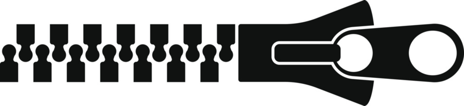 clothing zipper icons. textile industry projects featuring sign. Open track and metal slider symbol. Clothing assembly and zipper
