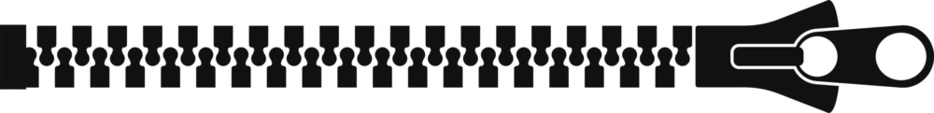 clothing zipper icons. textile industry projects featuring sign. Open track and metal slider symbol. Clothing assembly and zipper
