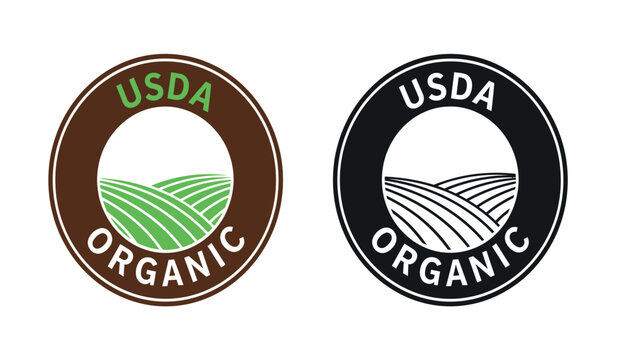Usda organic seal variations color and monochrome versions for product labeling