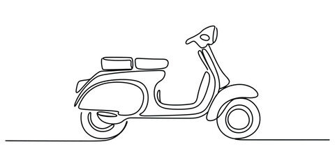 Continuous one line drawing of a retro vintage scooter © JoyChandra