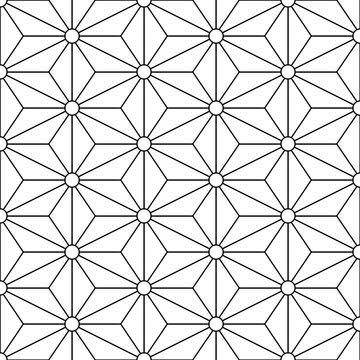 Asanoha Japanese Wagara Seamless Pattern Background Black and White